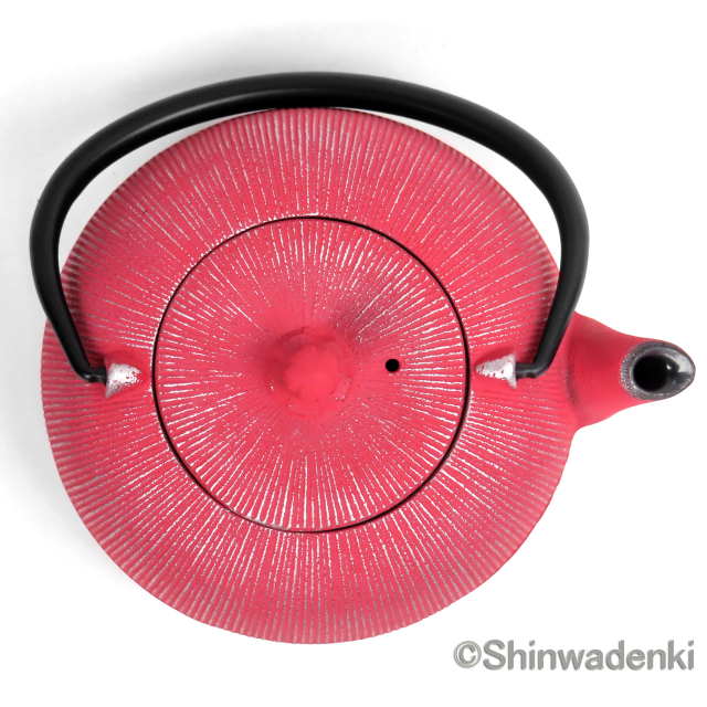 南部鉄器 ティーポット 急須 平丸千筋 銀ピンク