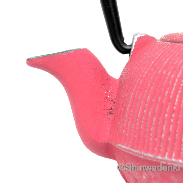 南部鉄器 急須 平丸千筋 銀ピンク