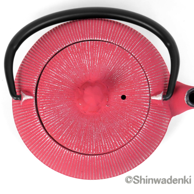 南部鉄器 急須 平丸千筋 銀ピンク