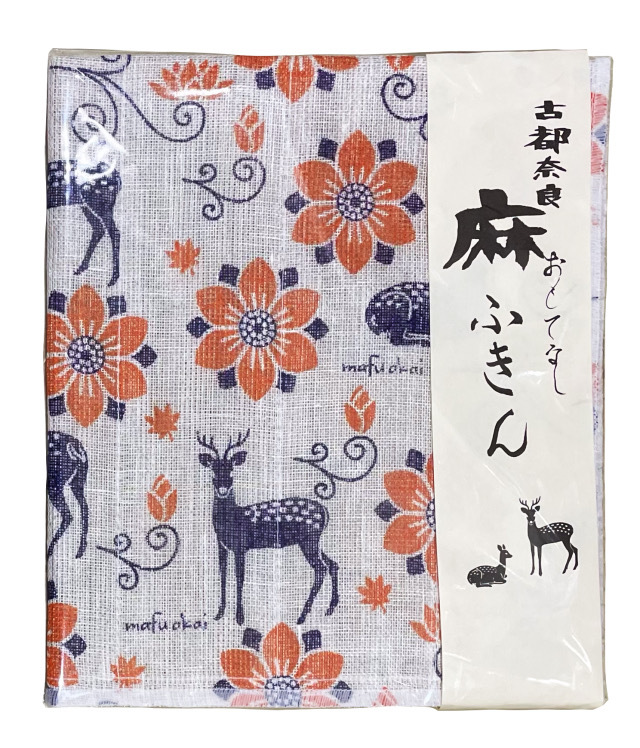 古都奈良 麻ふきん ≪鹿柄≫岡井麻布商店