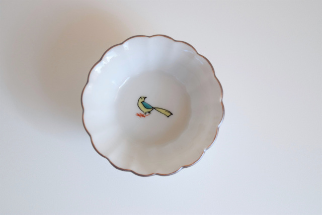 クタニシール Kutani Seal 菊小鉢小鳥 ならの実