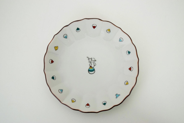 遊 中川 Kutani Seal 干支皿 子 ならの実