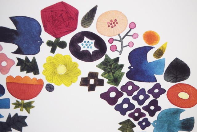 バーズワーズ[BIRDS'WORDS]ポスターWREATH（リース）20cm×20cm-ならの実