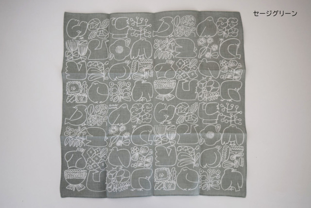 バーズワーズ[BIRDS'WORDS]リネンハンカチーフ[FLOWER＆BIRD]-ならの実