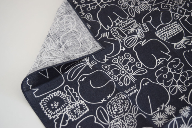 バーズワーズ[BIRDS'WORDS]リネンハンカチーフ[FLOWER＆BIRD]-ならの実