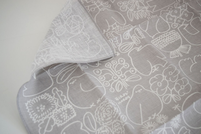 バーズワーズ[BIRDS'WORDS]リネンハンカチーフ[FLOWER＆BIRD]-ならの実