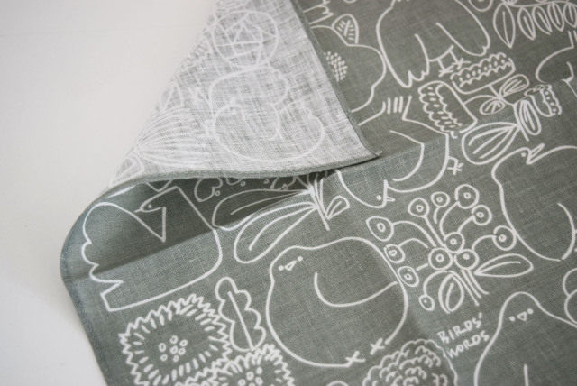 バーズワーズ[BIRDS'WORDS]リネンハンカチーフ[FLOWER＆BIRD]-ならの実