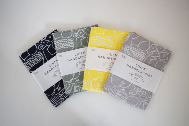 バーズワーズ[BIRDS'WORDS]リネンハンカチーフ[FLOWER＆BIRD]-ならの実