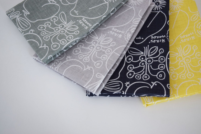 バーズワーズ[BIRDS'WORDS]リネンハンカチーフ[FLOWER＆BIRD]-ならの実