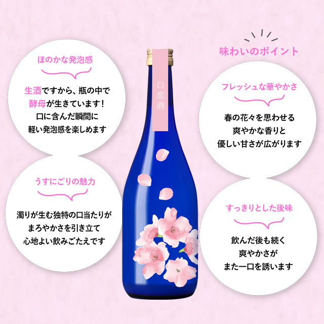 純米吟醸 うすにごり生 白恋酒（はっこいしゅ）【月巡り、酒巡り。】3月限定酒