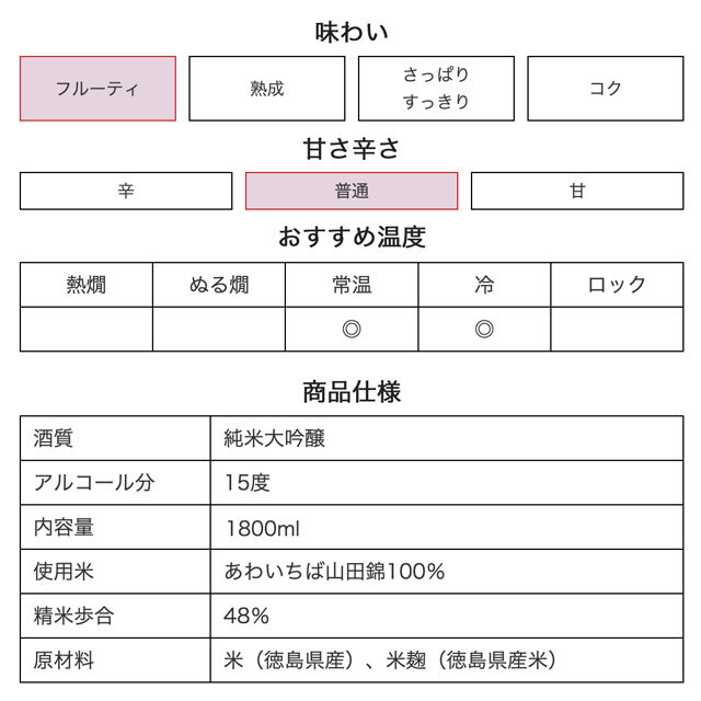 鳴門鯛 純米大吟醸 褒 1800ml
