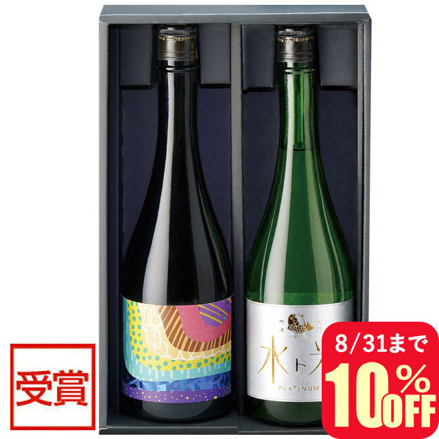 鳴門鯛 ワイングラスでおいしい純米酒セット[鳴門鯛LED&水ト米 PLATINUM]