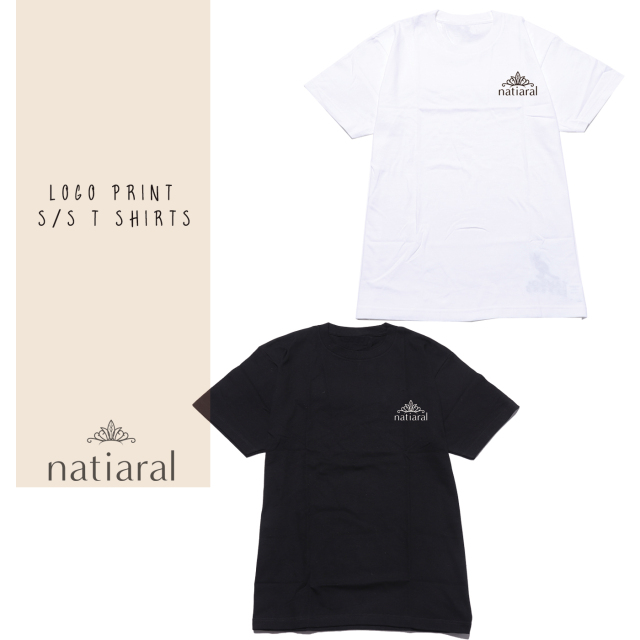 NATIARAL ロゴプリント半袖Tシャツ