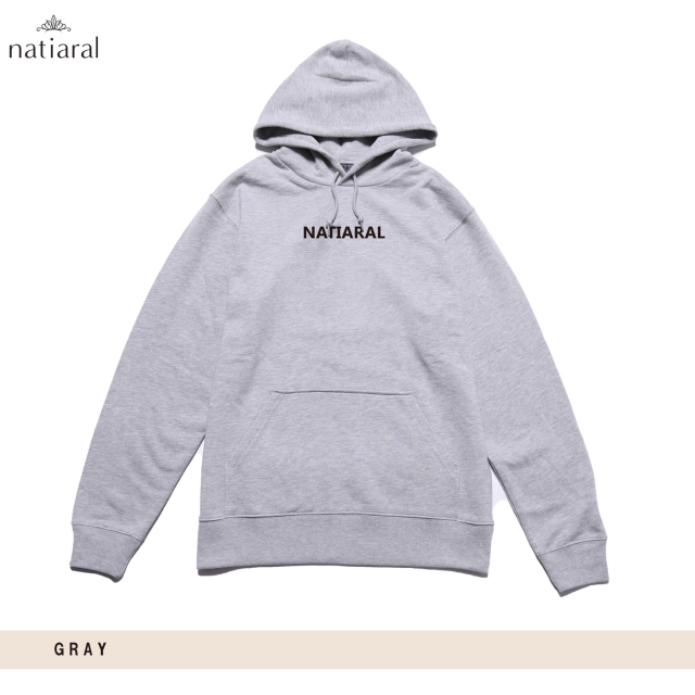 NATIARAL ロゴプリントプルオーバーパーカー