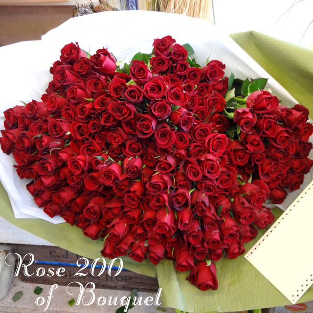 赤バラ200本 花束 二子玉川の花屋 ネイティブフラワーイーダ