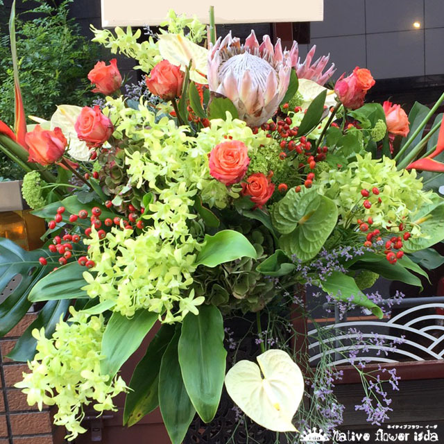 お祝いスタンド花 ライムライト