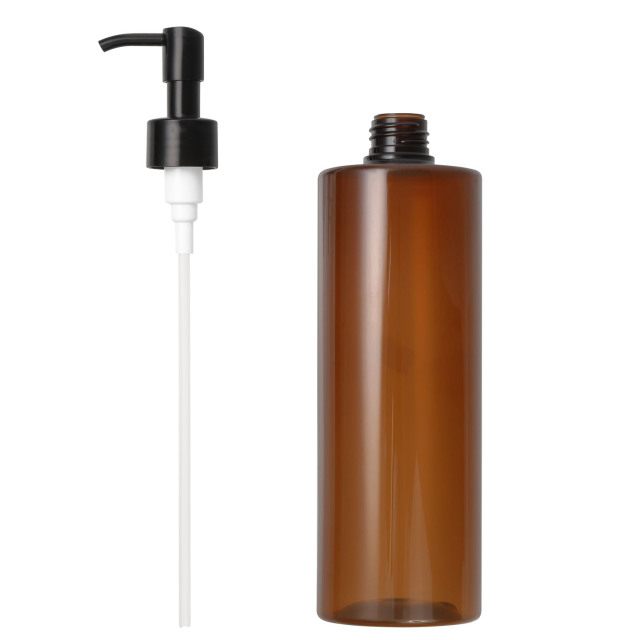 遮光プラボトル ポンプ 茶色 500ml 容器