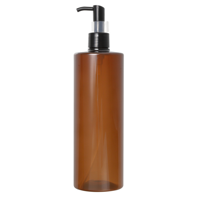 遮光プラボトル ポンプ 茶色 500ml 容器