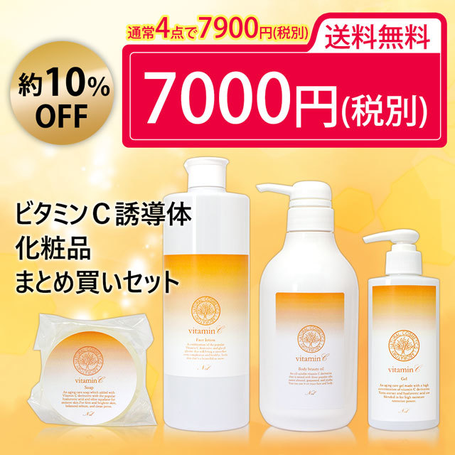 ビタミンｃ誘導体化粧品シリーズ まとめ買いセット 化粧水500ml ジェル0gポンプ 全身美容オイル500ml 石けん 自然化粧品研究所