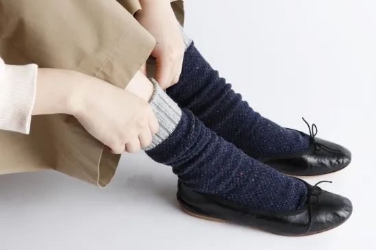 ウール混【ノルディック ソックス】丈長め＆ほどよい厚み 《フレンチ