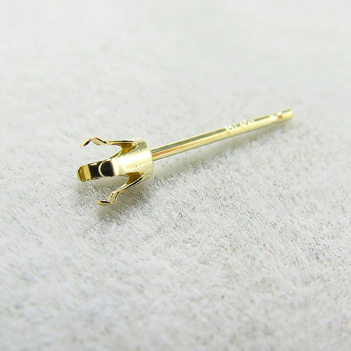 ピアス空枠・4本爪ポストピアス（ラウンド3mm）「10K（10金）」（25ペア）