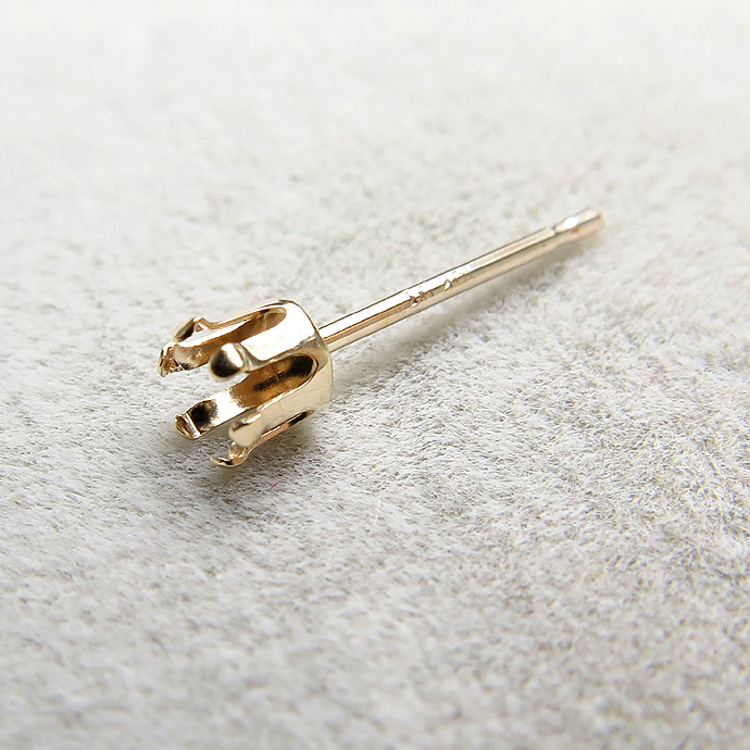 ピアス空枠・6本爪ポストピアス（ラウンド3mm）「10K（10金）」（25ペア/50個）