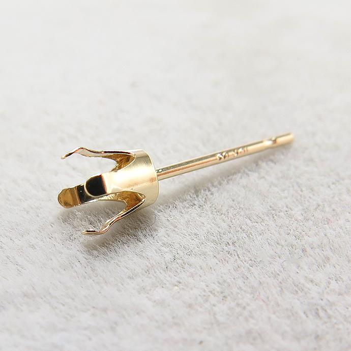 ピアス空枠・4本爪ポストピアス（ラウンド4mm）「10K（10金）」（25ペア）