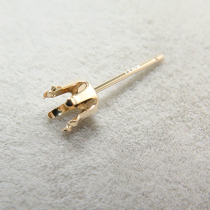 ピアス空枠・6本爪ポストピアス（ラウンド4mm）「10K（10金）」（10ペア/20個）