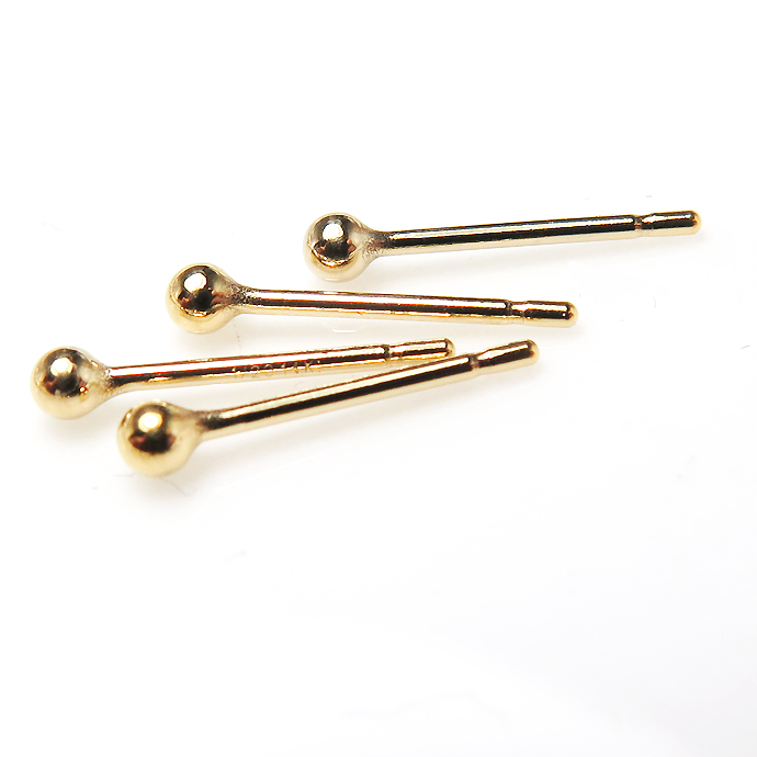 14kgfパーツ 丸玉ピアス【2mm】ゴールドフィルド（10ペア）
