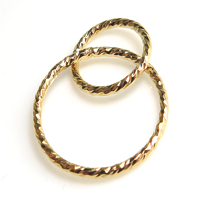 14kgf丸カン/スパークル テクスチャー「グリッター」（ダブルリング）クローズ【15mm＋10mm】「ゴールドフィルド」（4個）