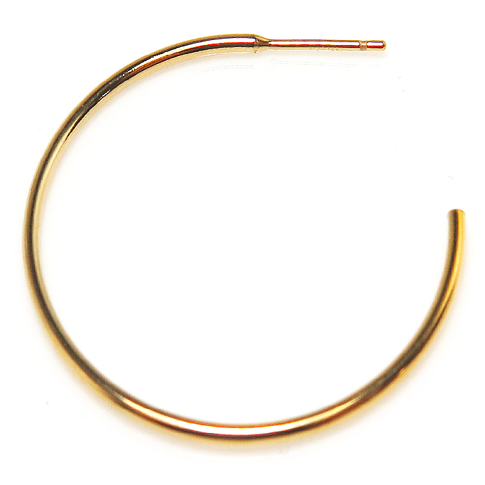 14kgfフープ ポストピアス（チューブ/1.25mm）30mm「ゴールドフィルド」20個