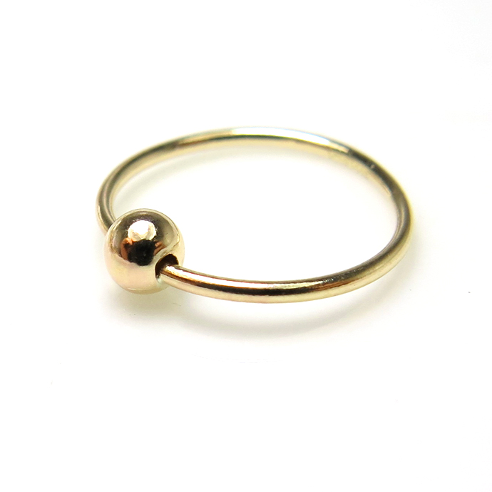 ラウンド フープピアス12mm 14kgf（ゴールドフィルド） 3mm ビーズ 10ペア