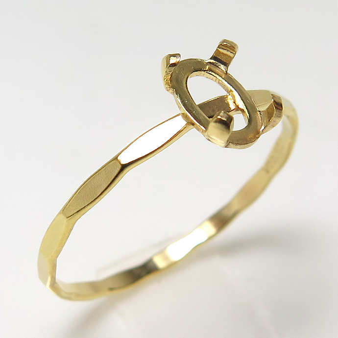 ハンマードリング 14kgf 指輪 空枠 オーバル カボション 6 4mm 4本爪 ゴールドフィルド サイズ目安 13号 25個