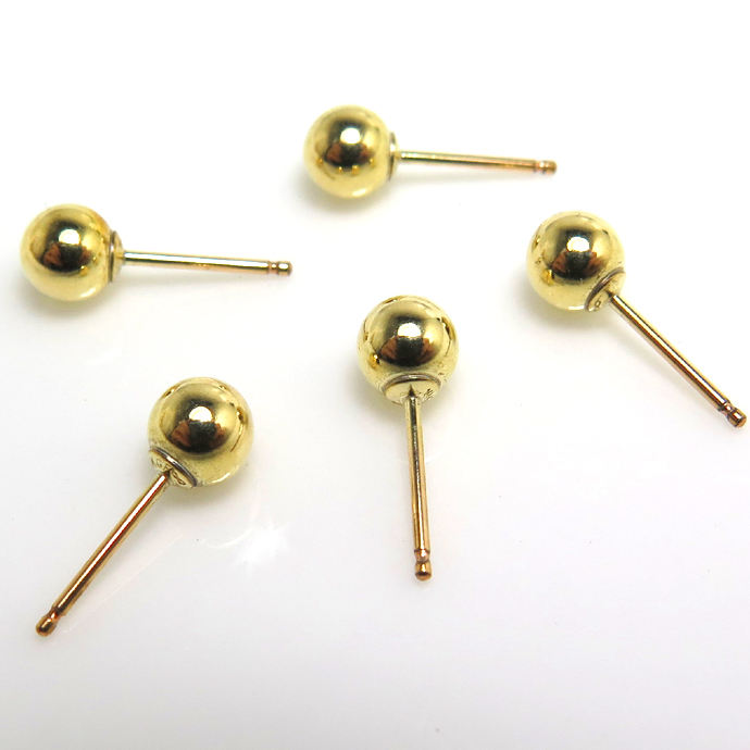 14kgfパーツ 丸玉ピアス ボール【5mm】ゴールドフィルド（25ペア）