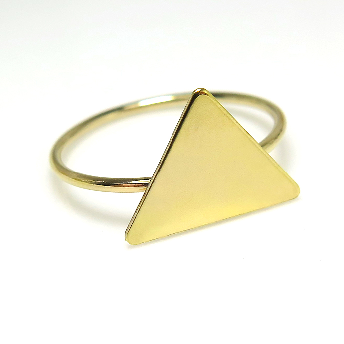 モチーフリング（14kgf指輪）（トライングル）（サイズ目安：13号）「ゴールドフィルド」（25個）