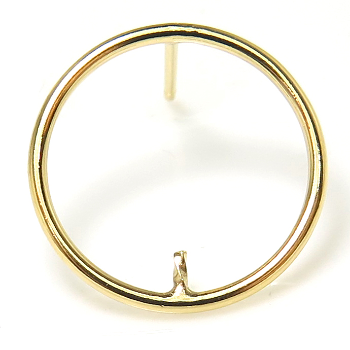 14kgf サークルポスト ピアス ラウンド 15mm （突刺し）ゴールドフィルド （5ペア）