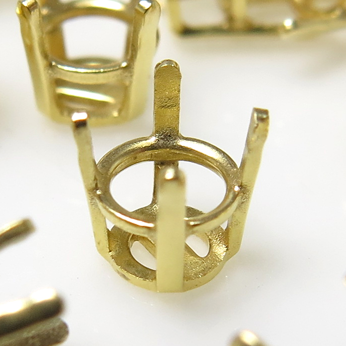 石座・石枠・空枠 14kgf 金具 パーツ ラウンド 5mm 4本爪「ゴールドフィルド」（25個）