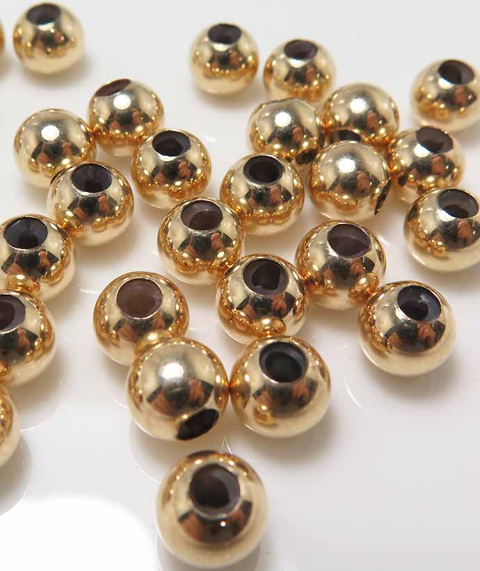 14kgfビーズ シリコン入 8mm（穴2.5mm） スムース/シームレス ゴールドフィルド（50個）