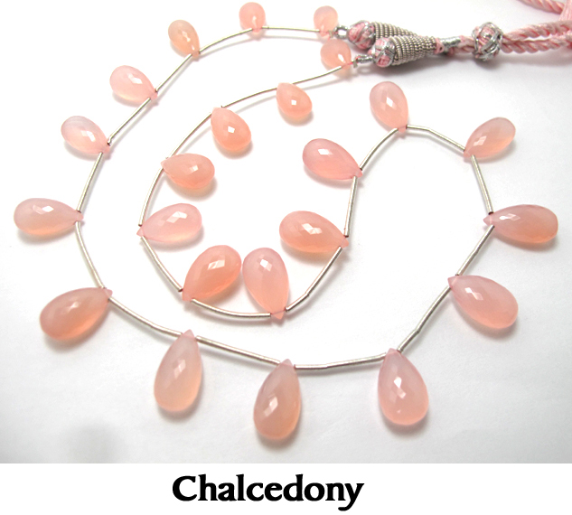 カルセドニー（染）ピンク/フラットペアシェイプカット（1連）