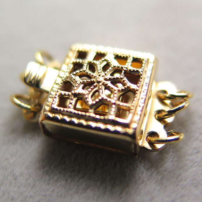 ゴールドフィルド・クラスプ・スクエア型（8.5mm×8.5mm）（3連用）「14kgf」（1個）