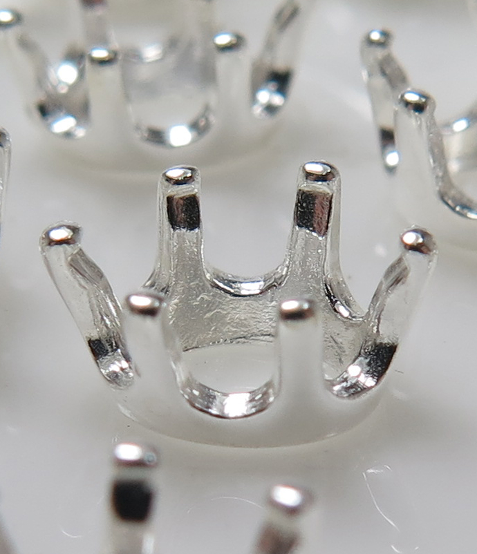 石枠 空枠 オーバル 6本爪（セッティング）6×4mm（真鍮ブラス・シルバーカラー）8個