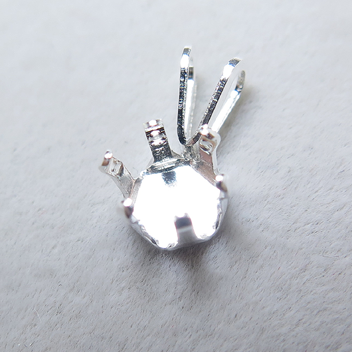 SV925シルバーパーツ/ペンダントトップ空枠・6本爪（ラウンド6mm）（10個）