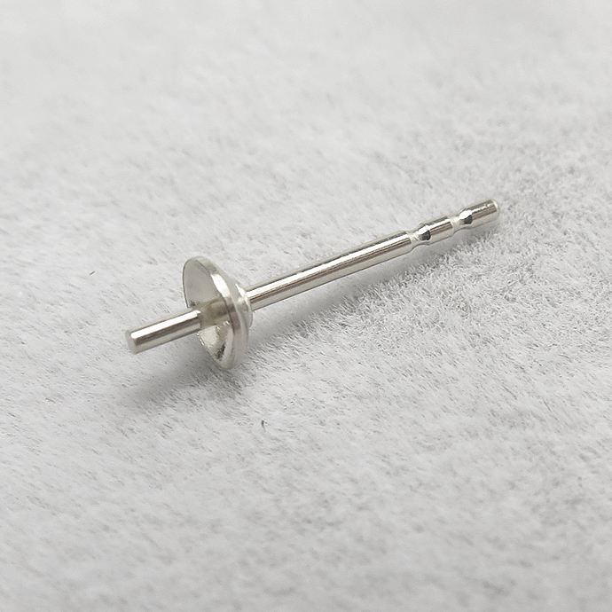 シルバー925パーツ/直結ピアスポスト・突き刺しタイプ（芯立・皿付）【3mm】（ストッパー溝2）（6ペア）