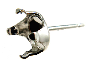 SV925シルバーピアス空枠・4本爪ポストピアス（オーバル6×4mm）（50ペア）