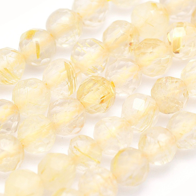 ゴールデンルチルクオーツ 天然石ビーズ ラウンド3mm 約39センチ 25連