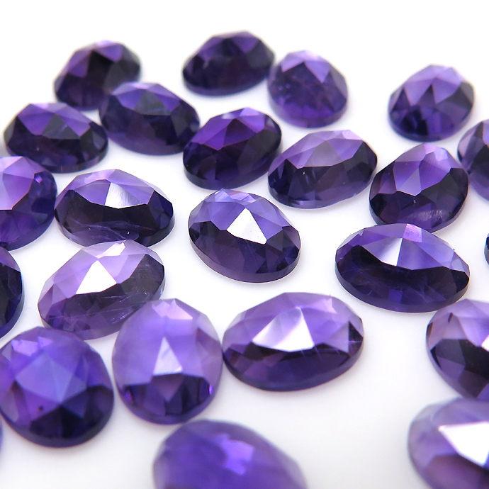 天然石ルース（裸石）アメジスト（アフリカ）ローズカット カボション（オーバル）【8×6mm】（2個）