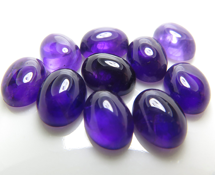 天然石ルース（裸石）・アメジスト（アフリカ）/カボション（オーバル）【8×6mm】（5個）