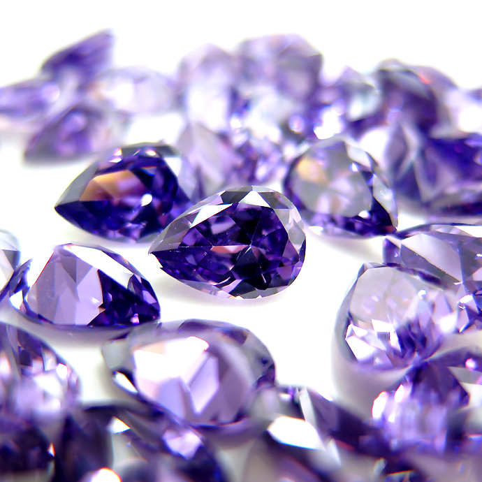 キュービックジルコニアcz【AAA】・ルース（裸石）・（アメジスト）/ペアシェイプ【8×5mm】ファセットカット（10個）