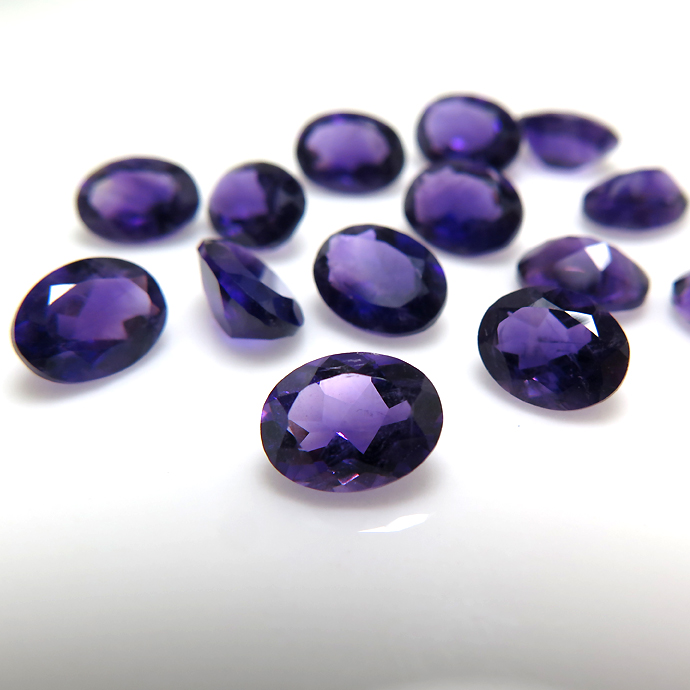 天然石ルース（裸石）・アメジスト（アフリカ）/オーバル【6×4mm】ファセットカット（7個）