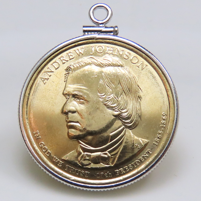 大統領1ドル貨 アンドリュー・ジョンソン andrew johnson 第17代アメリカ大統領・コインペンダント・バチカン付 SV925 シルバー
